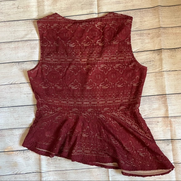 BCBG MAX AZRIA Lace Asymmetrical Peplum Top - Picture 3 of 5